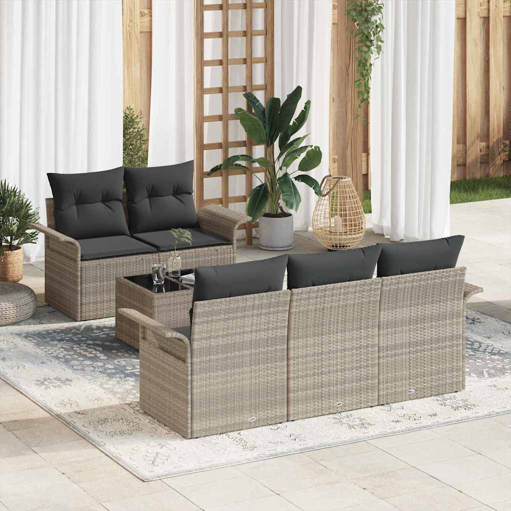 vidaXL Zestaw Sof na Ogród z poduszką 6 pcs Jasnoszary i ciemnoszary