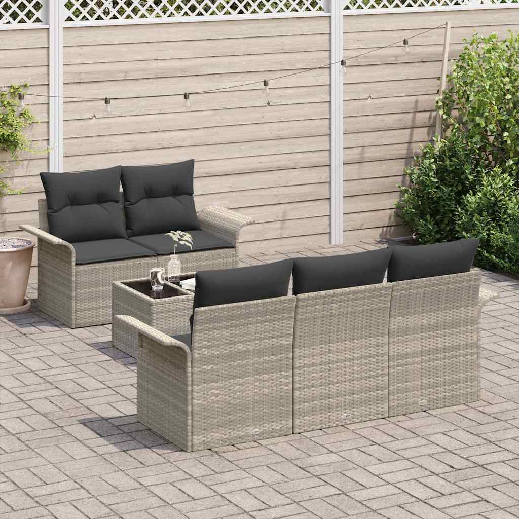 vidaXL Zestaw Sof na Ogród z poduszką 6 pcs Jasnoszary i ciemnoszary