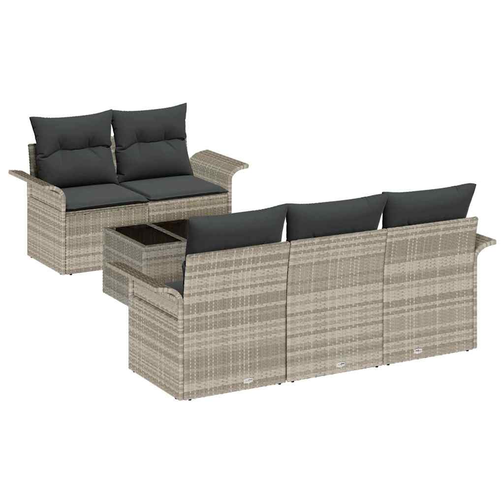 vidaXL Zestaw Sof na Ogród z poduszką 6 pcs Jasnoszary i ciemnoszary