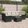 vidaXL Zestaw Sof na Ogród 7 pcs Czarny i kremowy 55 x 55 x 37 cm