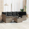 vidaXL Zestaw Sof na Ogród 7 pcs Szary 55 x 55 x 37 cm polirattan