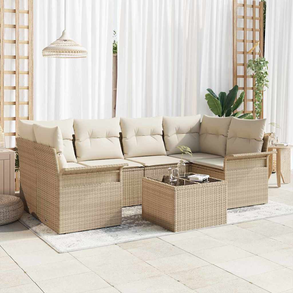 vidaXL Zestaw Sof na Ogród 7 pcs Beżowy i kremowy 55 x 55 x 37 cm