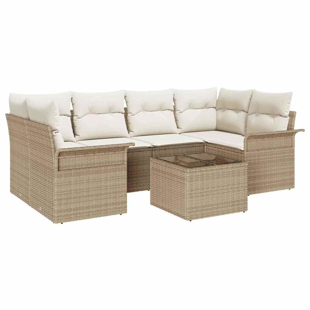 vidaXL Zestaw Sof na Ogród 7 pcs Beżowy i kremowy 55 x 55 x 37 cm