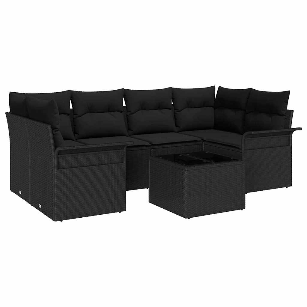 vidaXL Zestaw Sof na Ogród 7 pcs Czarny 55 x 55 x 37 cm polirattan