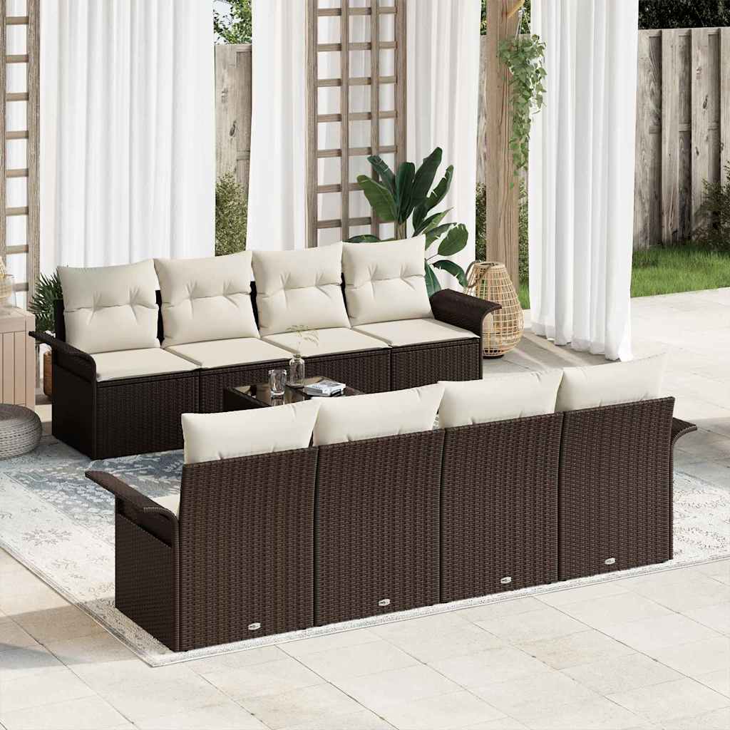 vidaXL Zestaw Sof na Ogród 9 pcs Brązowy i Kremowy 55 x 55 x 37 cm