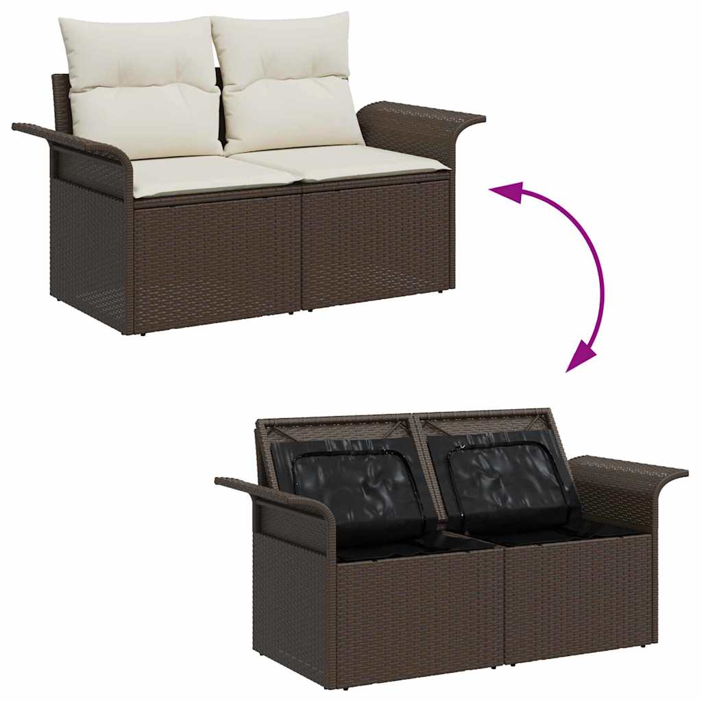 vidaXL Zestaw Sof na Ogród z poduszką 4 pcs Brązowy Polirattan