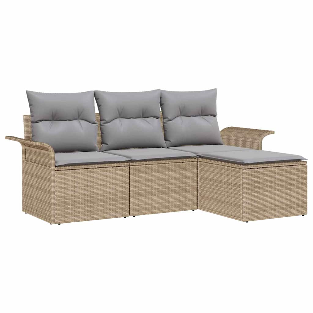 vidaXL Zestaw Sof na Ogród z poduszką 4 pcs Beżowy Polirattan