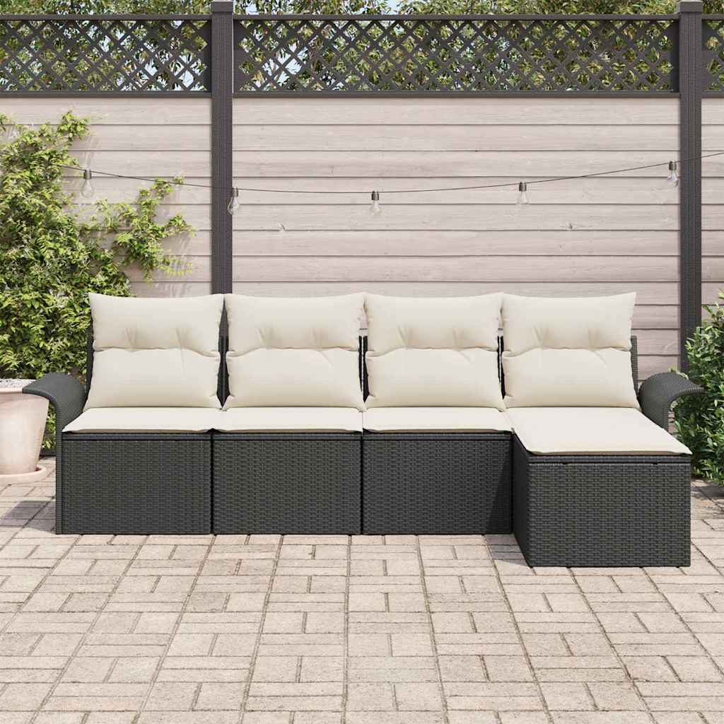 vidaXL Zestaw Sof na Ogród z poduszką 5 pcs Czarny polirattan