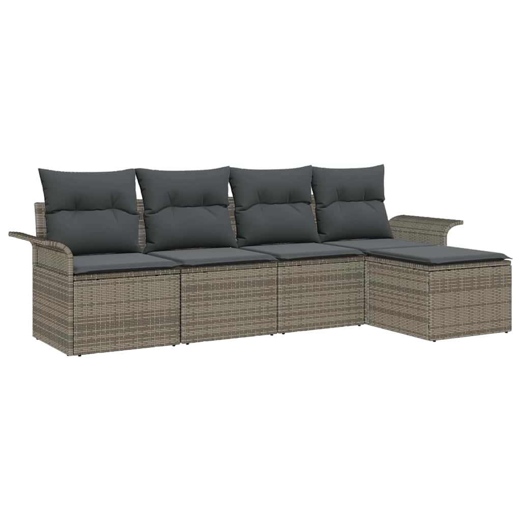 vidaXL Zestaw Sof na Ogród z poduszką 5 pcs Szary polirattan