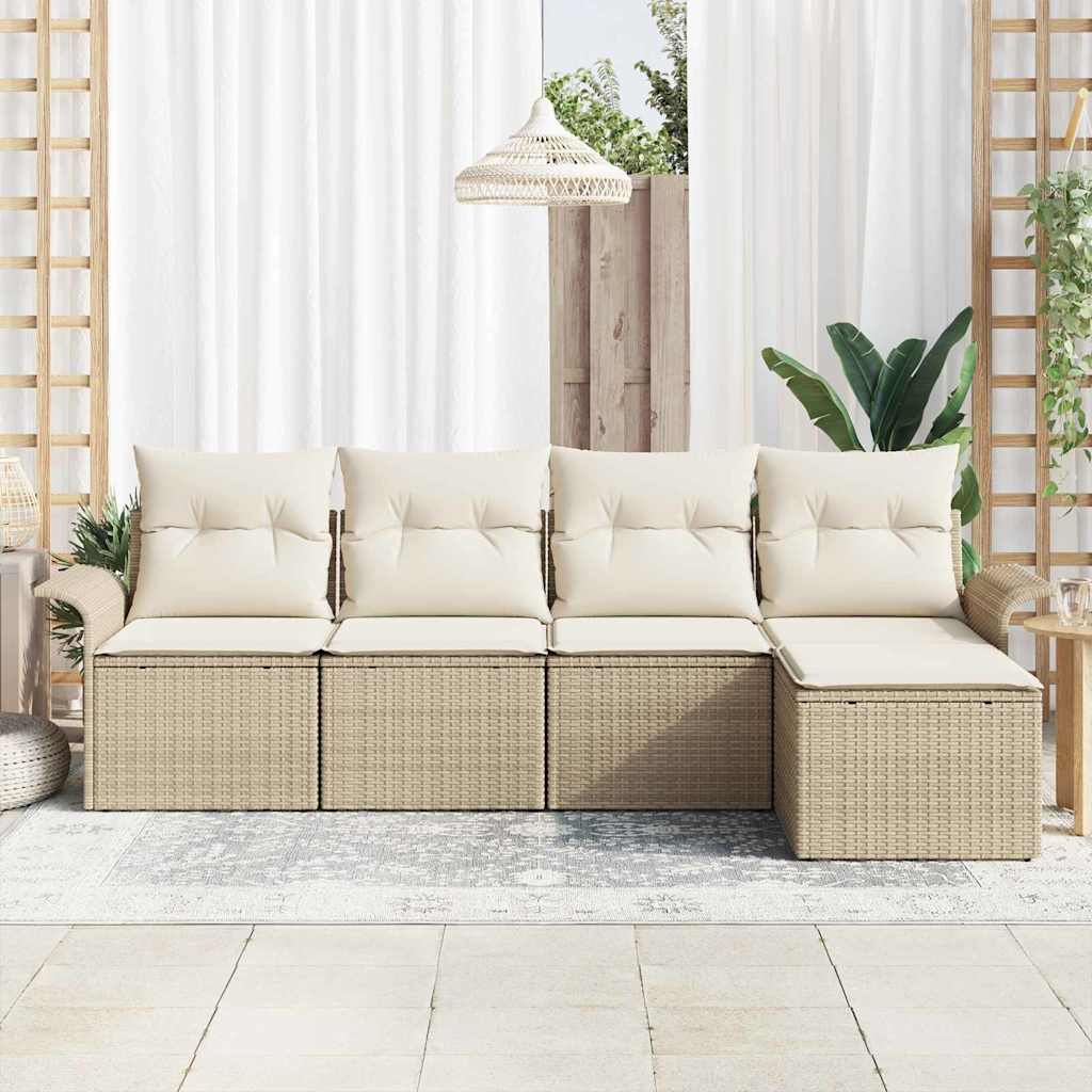 vidaXL Zestaw Sof na Ogród z poduszką 5 pcs Beżowy polirattan
