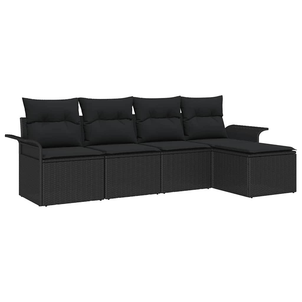 vidaXL Zestaw Sof na Ogród z poduszką 5 pcs Czarny polirattan