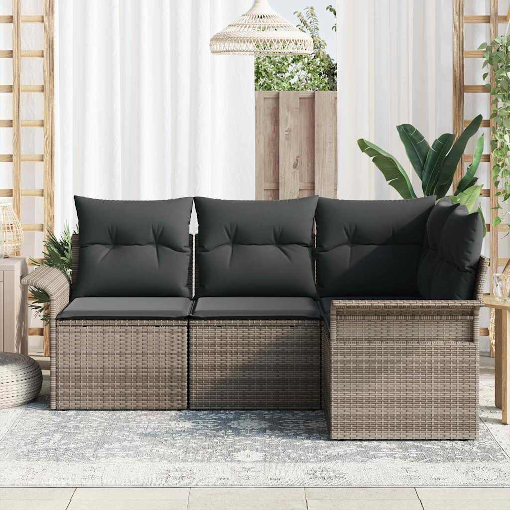 vidaXL Zestaw Sof na Ogród z przechowywaniem 4 pcs Szary polirattan