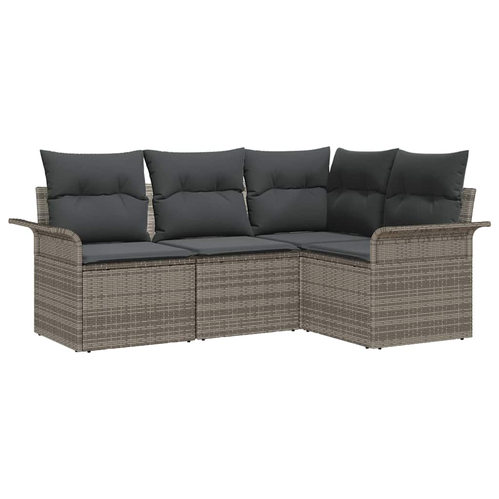 vidaXL Zestaw Sof na Ogród z przechowywaniem 4 pcs Szary polirattan