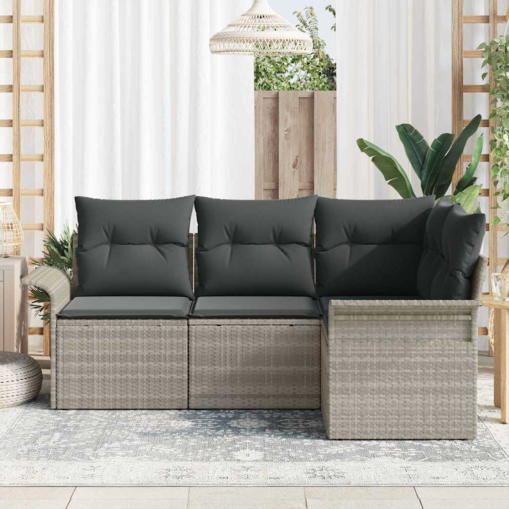 vidaXL Zestaw Sof na Ogród 4 pcs Jasnoszary polirattan