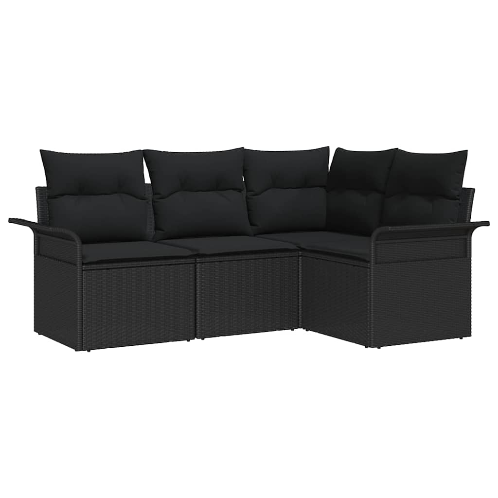 vidaXL Zestaw Sof na Ogród z przechowywaniem 4 pcs Czarny polirattan