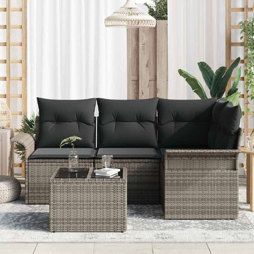vidaXL Zestaw Sof na Ogród z przechowywaniem 5 pcs Szary polirattan