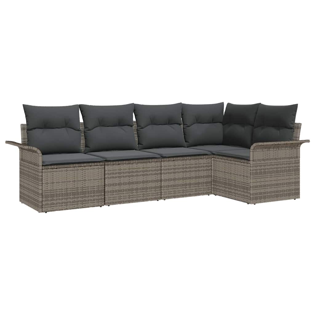 vidaXL Zestaw Sof na Ogród z przechowywaniem 5 pcs Szary polirattan