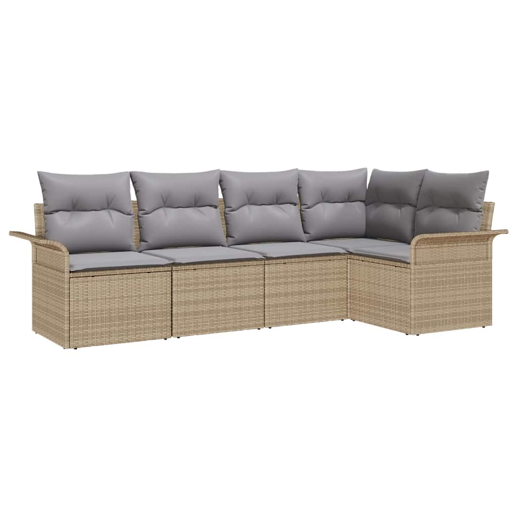 vidaXL Zestaw Sof na Ogród z poduszką 5 pcs Beżowy Polirattan