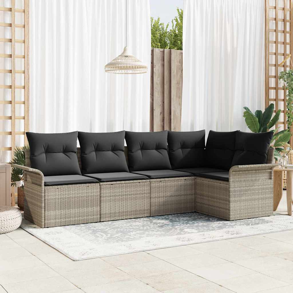 vidaXL Zestaw Sof na Ogród 5 pcs Jasnoszary polirattan