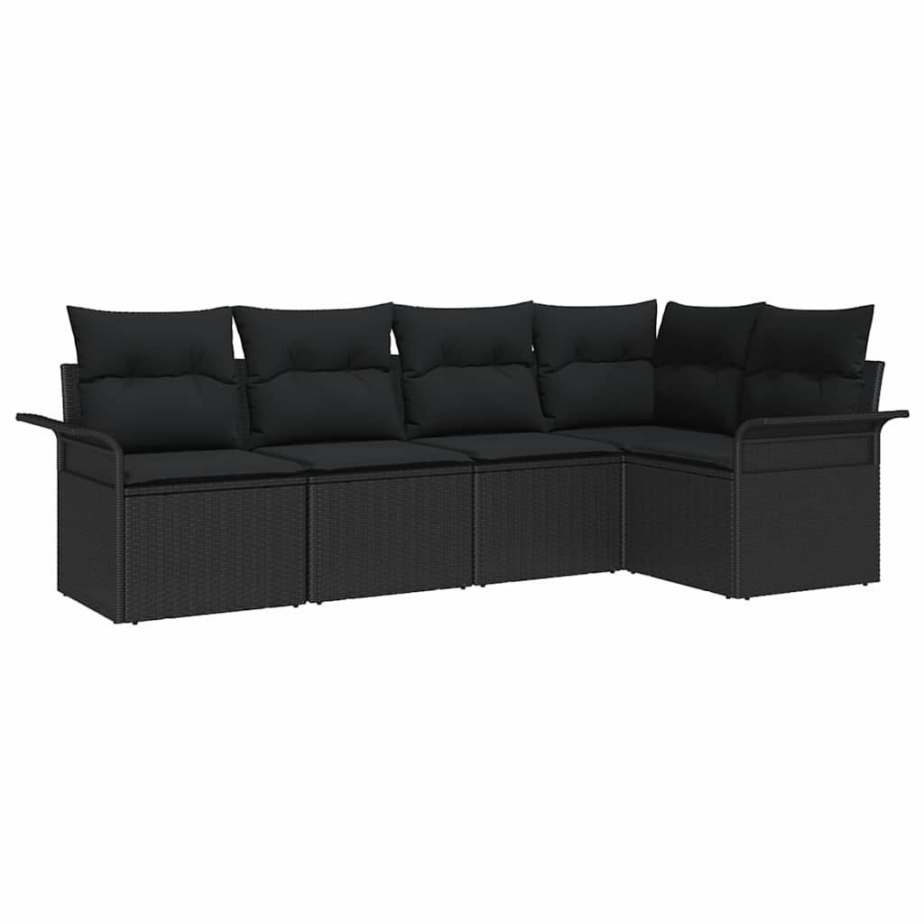 vidaXL Zestaw Sof na Ogród z przechowywaniem 5 pcs Czarny polirattan