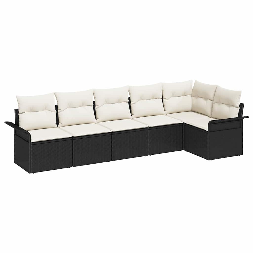 vidaXL Zestaw Sof na Ogród z poduszką 6 pcs Czarny Polirattan