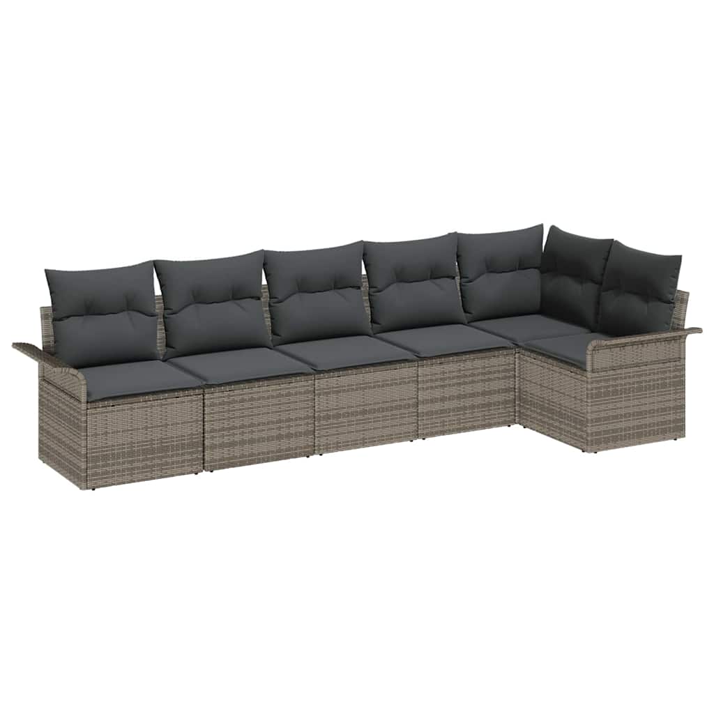 vidaXL Zestaw Sof na Ogród z poduszką 6 pcs Szary Polirattan