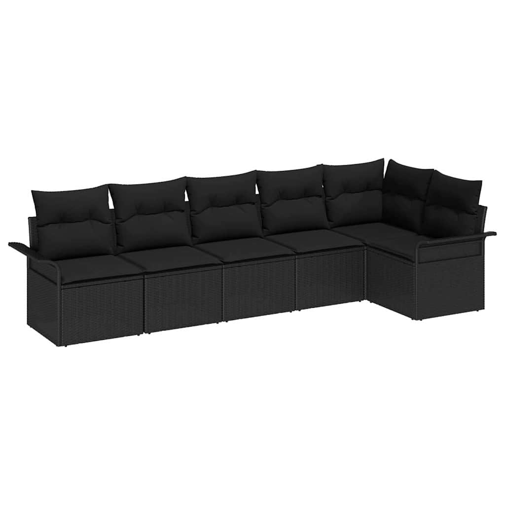vidaXL Zestaw Sof na Ogród z poduszką 6 pcs Czarny Polirattan