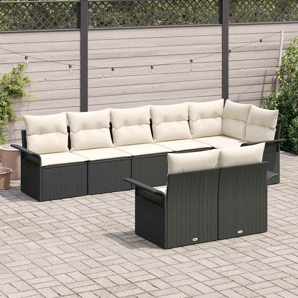 vidaXL Zestaw Sof na Ogród z przechowywaniem 8 pcs Czarny polirattan
