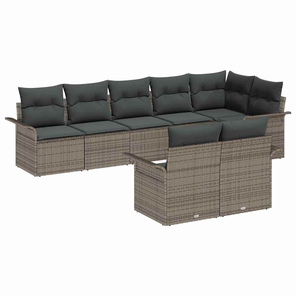 vidaXL Zestaw Sof na Ogród z przechowywaniem 8 pcs Szary polirattan