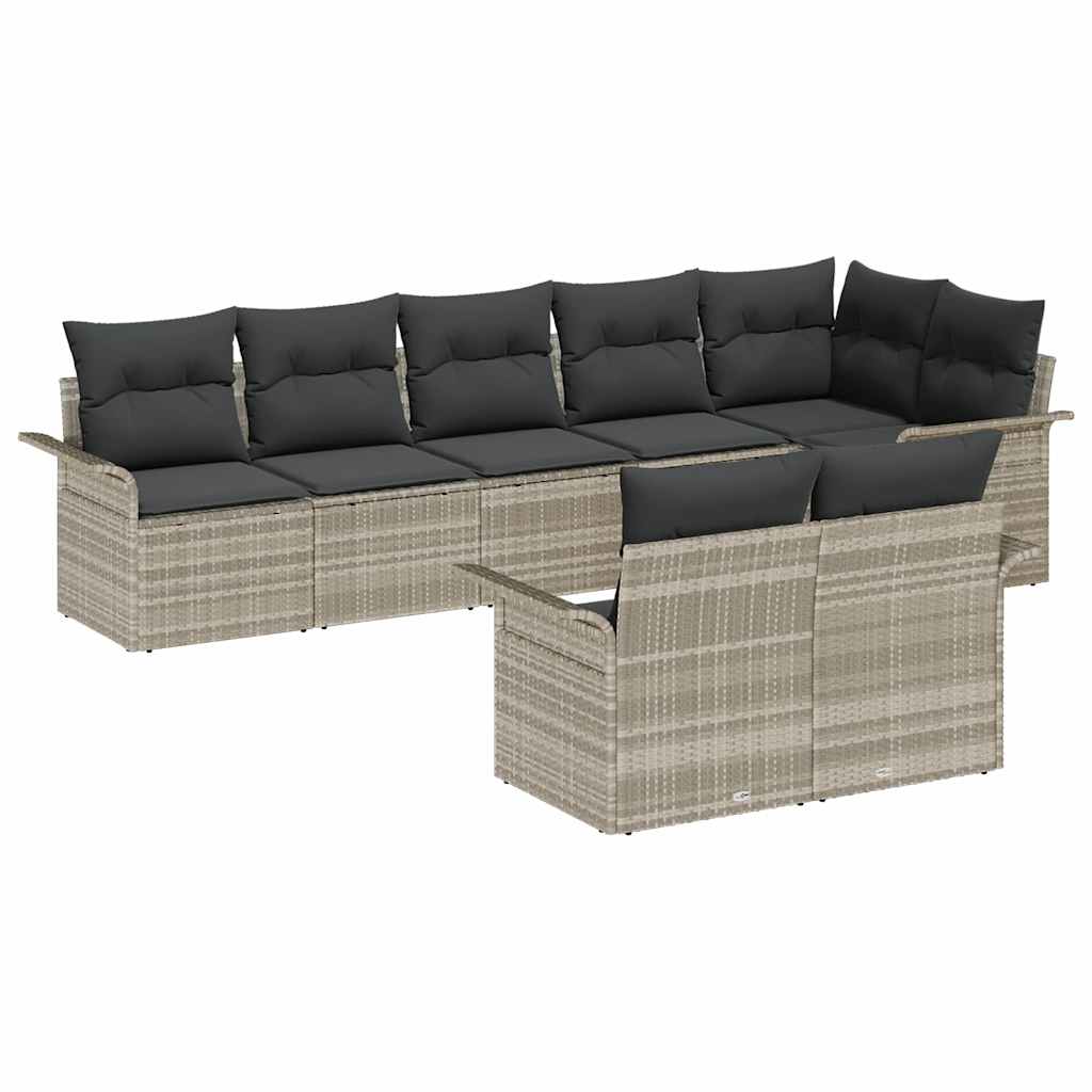 vidaXL Zestaw Sof na Ogród 8 pcs Jasnoszary polirattan