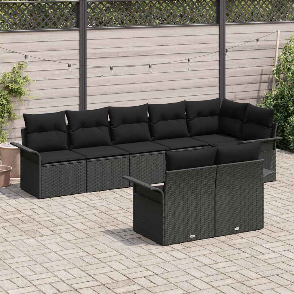 vidaXL Zestaw Sof na Ogród z przechowywaniem 8 pcs Czarny polirattan