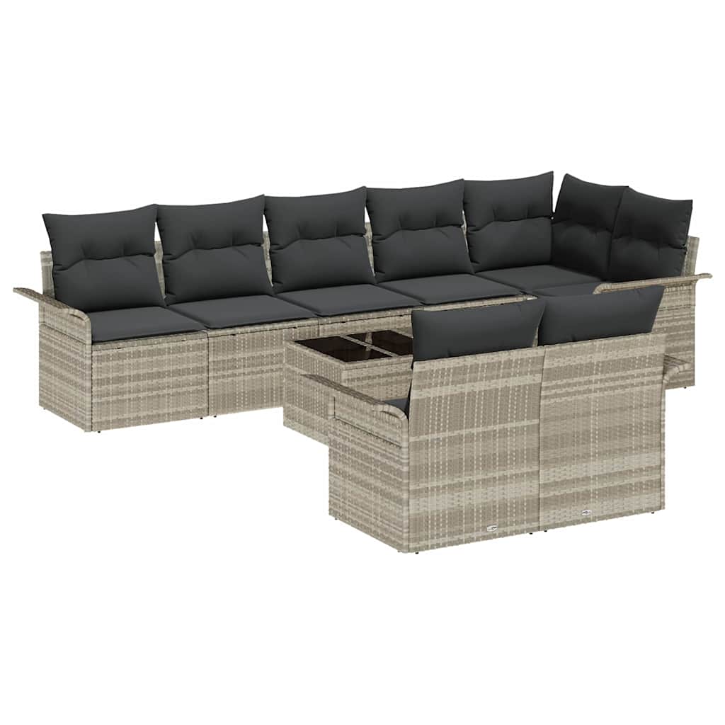 vidaXL Zestaw Sof na Ogród 9 pcs Jasnoszary polirattan