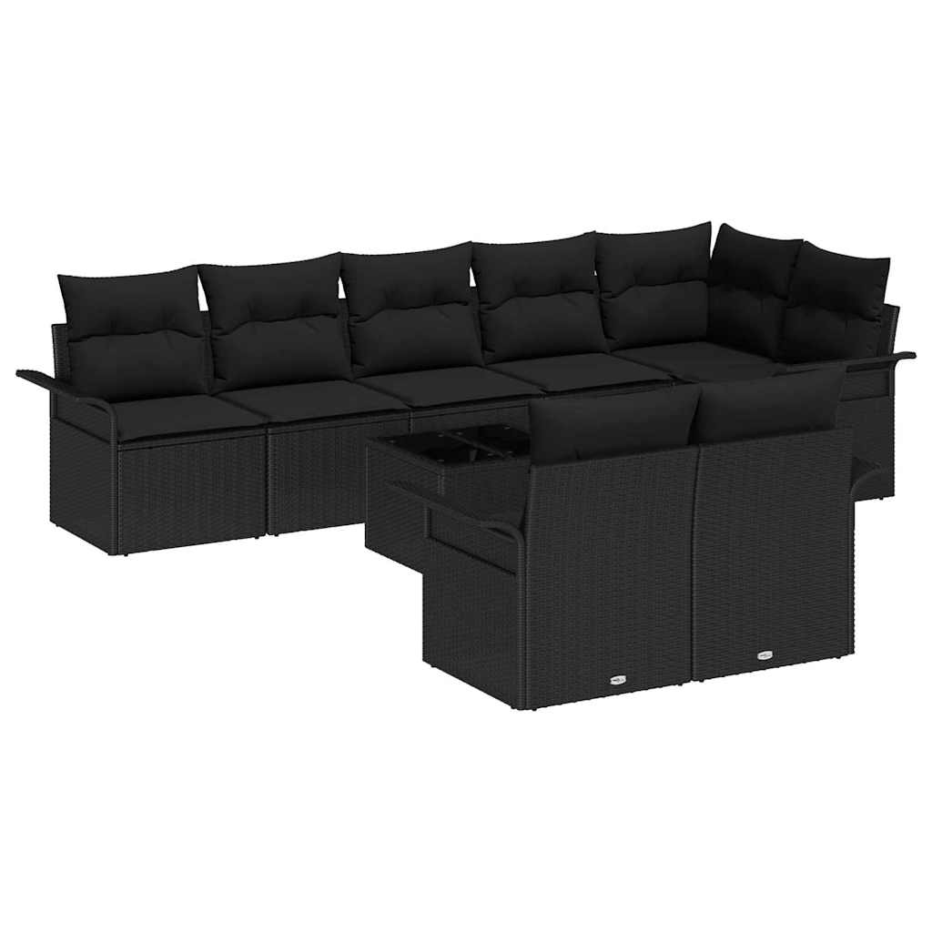 vidaXL Zestaw Sof na Ogród z przechowywaniem 9 pcs Czarny polirattan