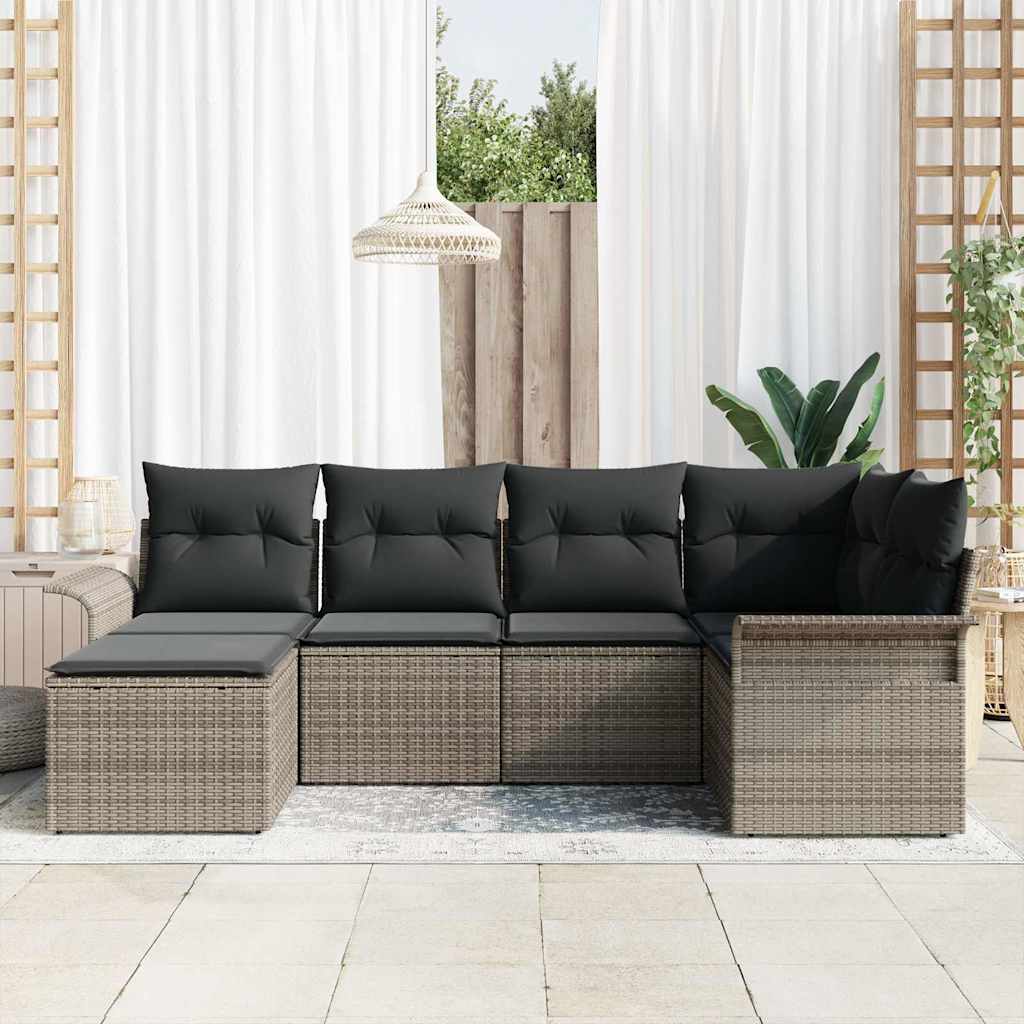 vidaXL Zestaw Sof na Ogród z przechowywaniem 6 pcs Szary polirattan