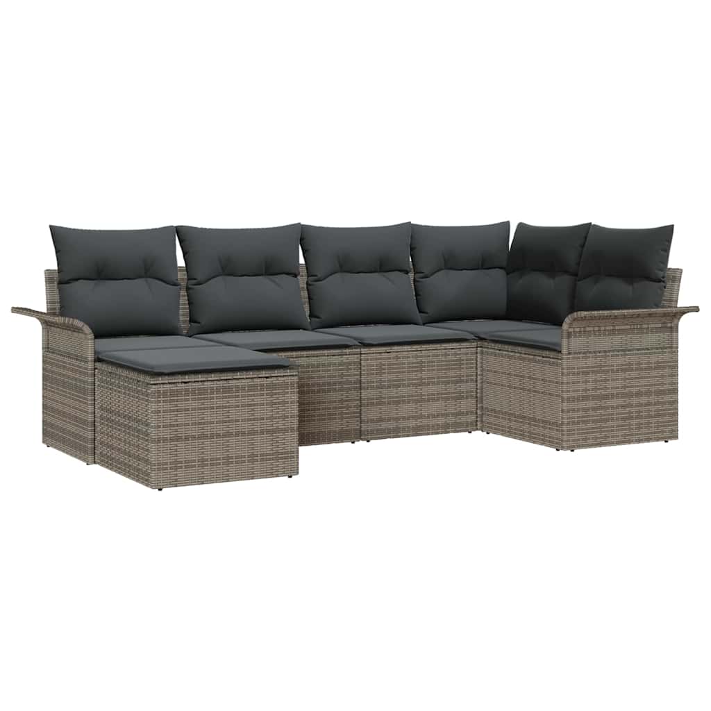 vidaXL Zestaw Sof na Ogród z przechowywaniem 6 pcs Szary polirattan