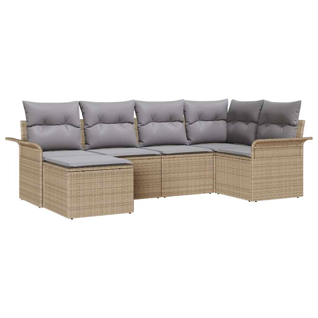 vidaXL Zestaw Sof na Ogród z przechowywaniem 6 pcs Beżowy polirattan