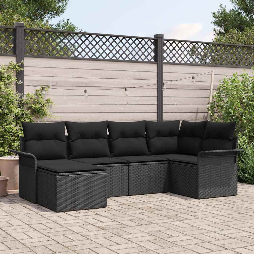 vidaXL Zestaw Sof na Ogród z przechowywaniem 6 pcs Czarny polirattan