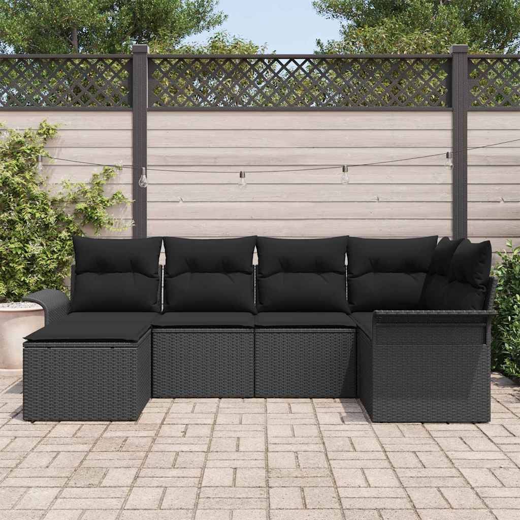vidaXL Zestaw Sof na Ogród z przechowywaniem 6 pcs Czarny polirattan