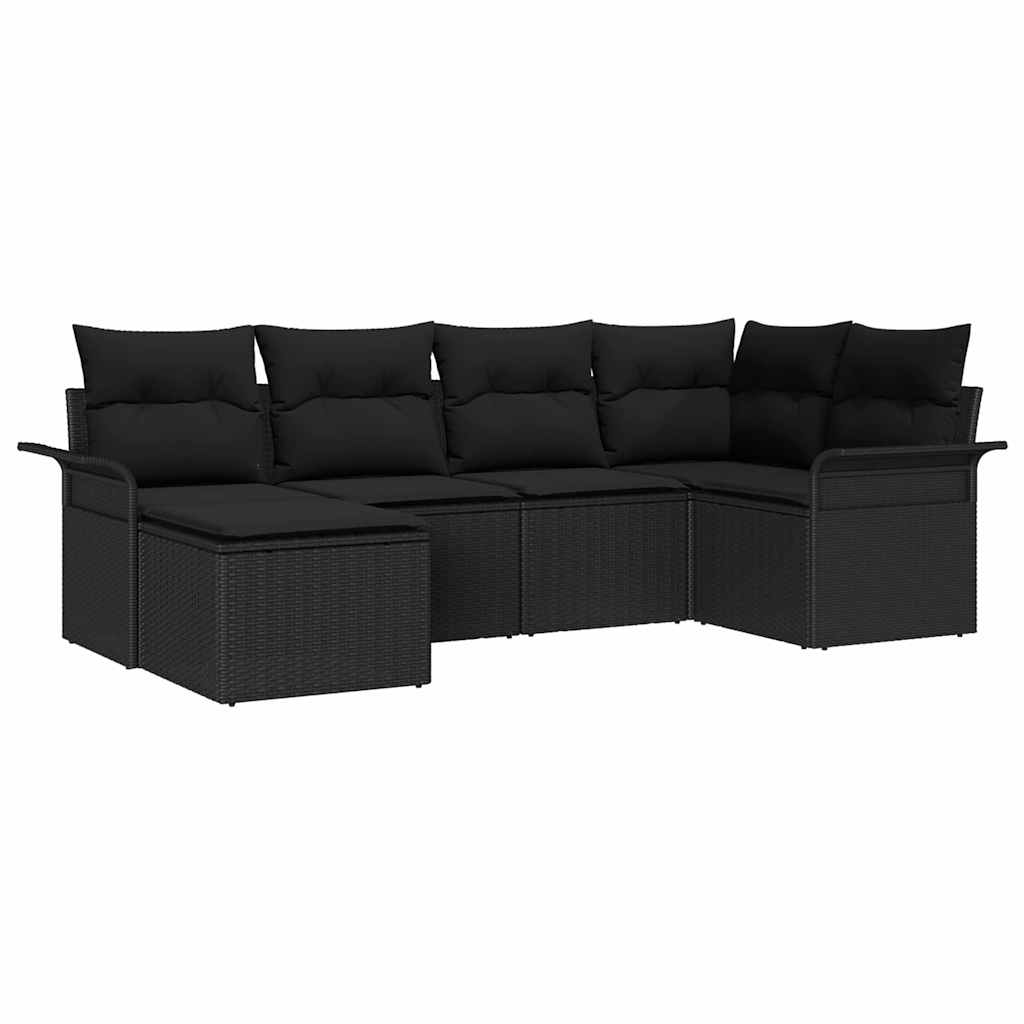 vidaXL Zestaw Sof na Ogród z przechowywaniem 6 pcs Czarny polirattan