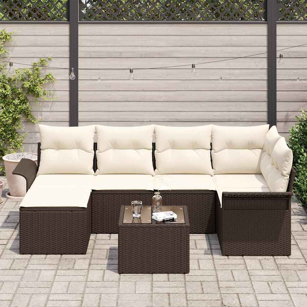 vidaXL Zestaw Sof na Ogród z przechowywaniem 7 pcs Brązowy polirattan