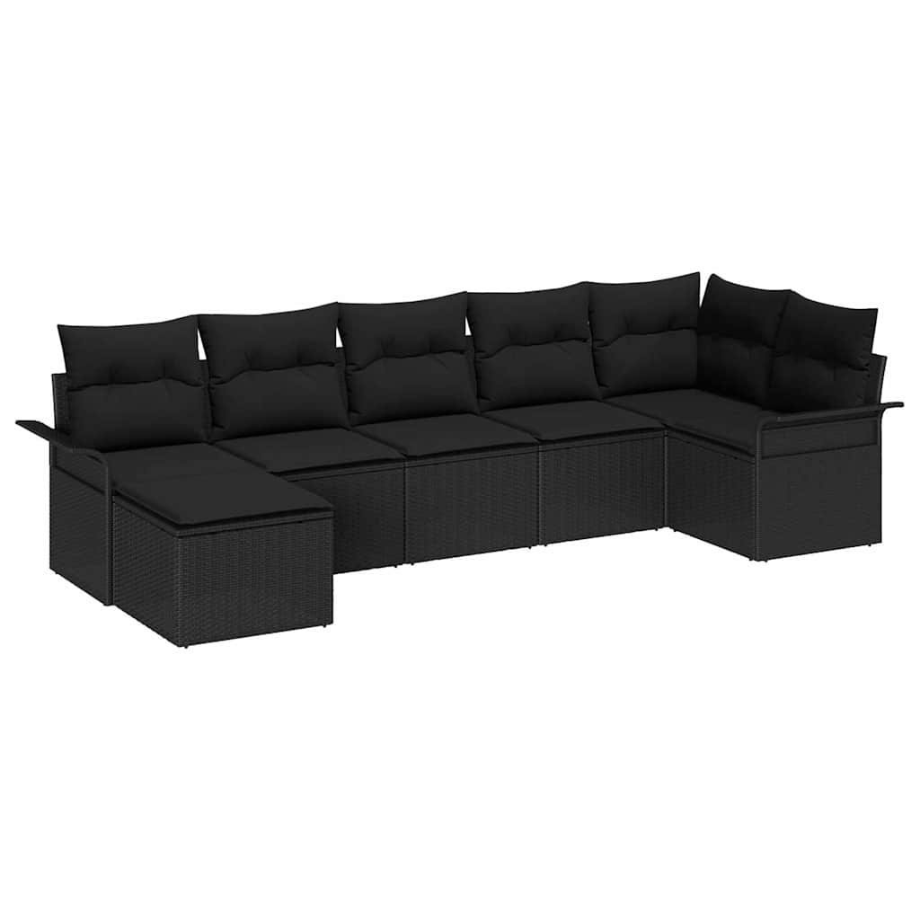 vidaXL Zestaw Sof na Ogród z przechowywaniem 7 pcs Czarny polirattan
