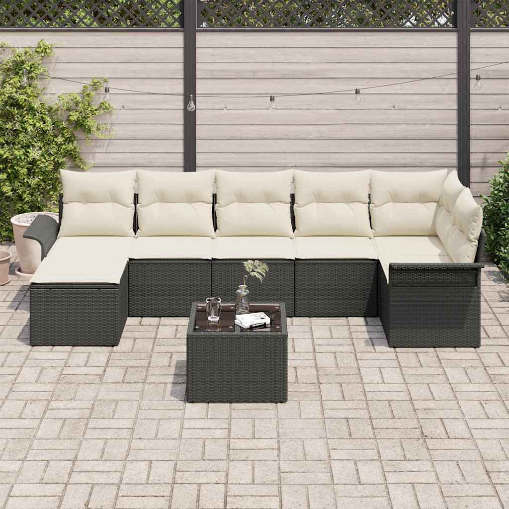 vidaXL Zestaw Sof na Ogród z przechowywaniem 8 pcs Czarny polirattan