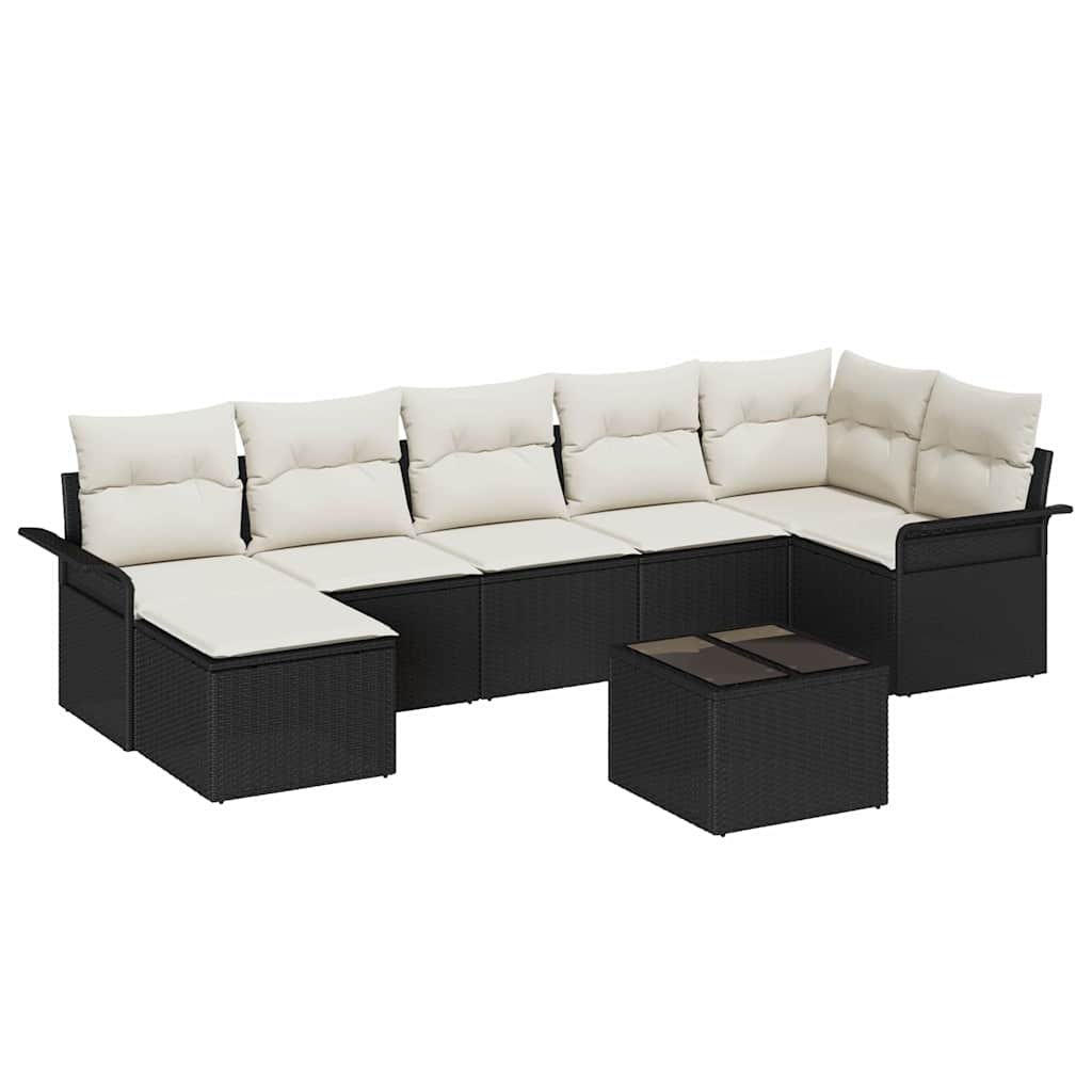 vidaXL Zestaw Sof na Ogród z przechowywaniem 8 pcs Czarny polirattan