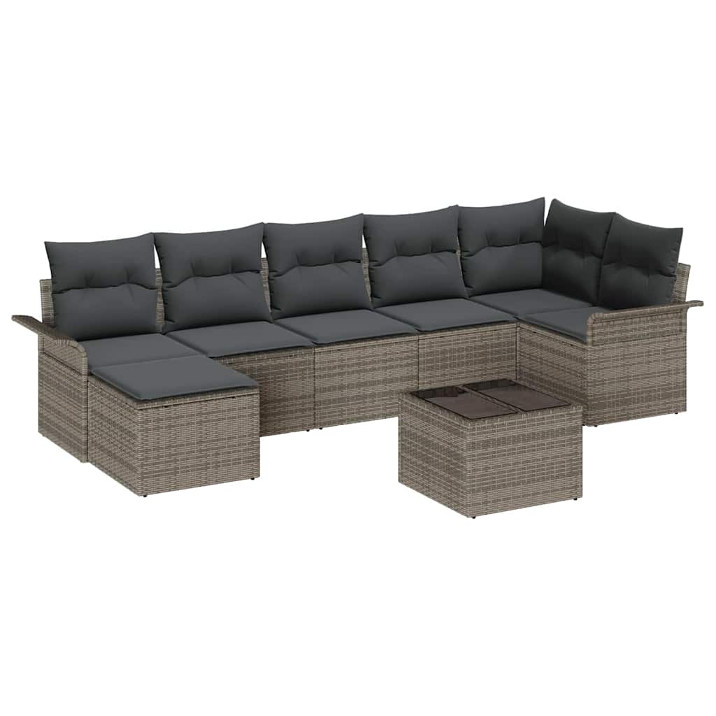 vidaXL Zestaw Sof na Ogród z poduszką 8 pcs Szary Polirattan