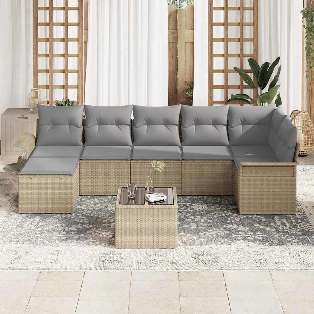 vidaXL Zestaw Sof na Ogród z poduszką 8 pcs Beżowy Polirattan