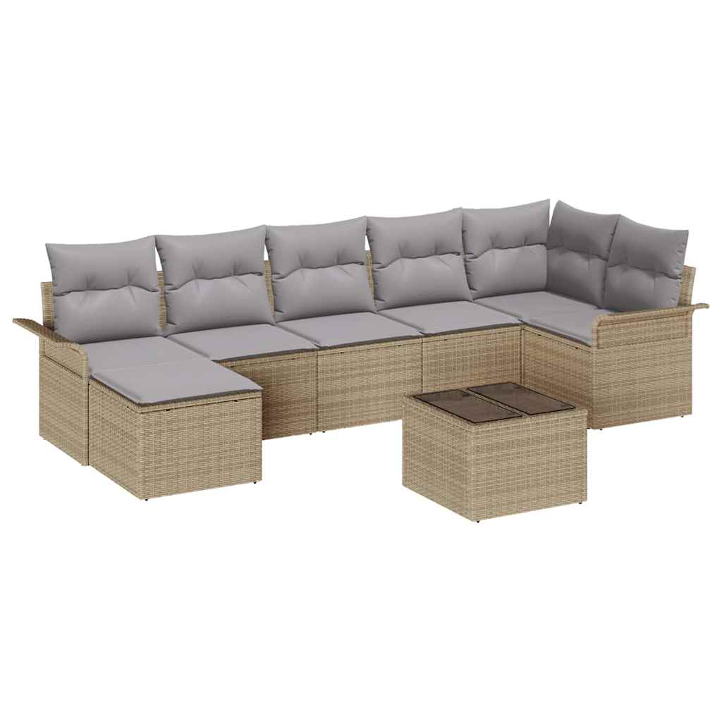 vidaXL Zestaw Sof na Ogród z poduszką 8 pcs Beżowy Polirattan