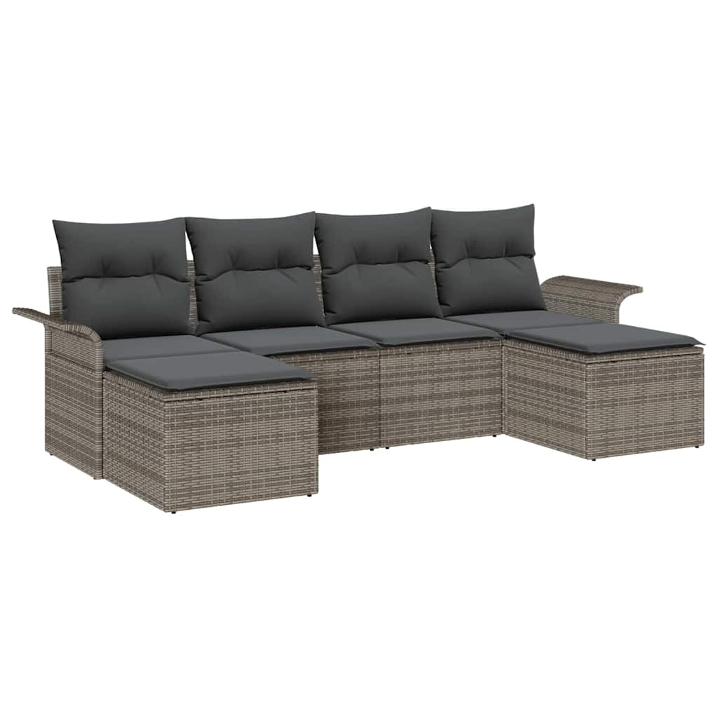 vidaXL Zestaw Sof na Ogród z przechowywaniem 6 pcs Szary polirattan