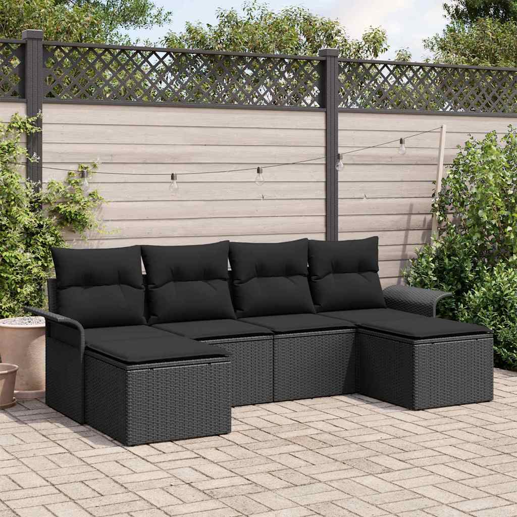 vidaXL Zestaw Sof na Ogród z przechowywaniem 6 pcs Czarny polirattan