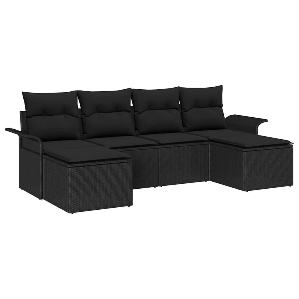 vidaXL Zestaw Sof na Ogród z przechowywaniem 6 pcs Czarny polirattan