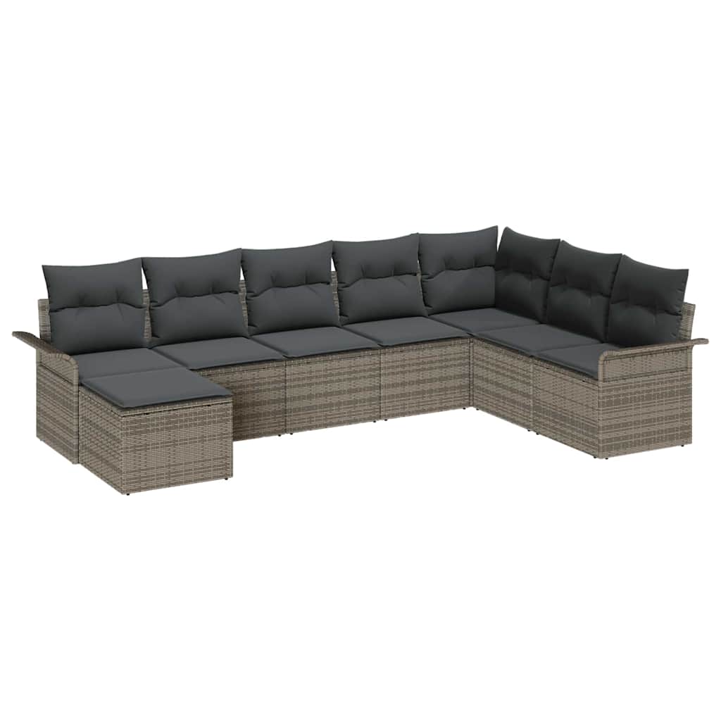 vidaXL Zestaw Sof na Ogród z poduszką 8 pcs Szary Polirattan